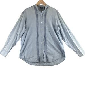 Gap Denim Chambray Top Women's Medium 100% Cotton Jean Western Rodeo Blue READ